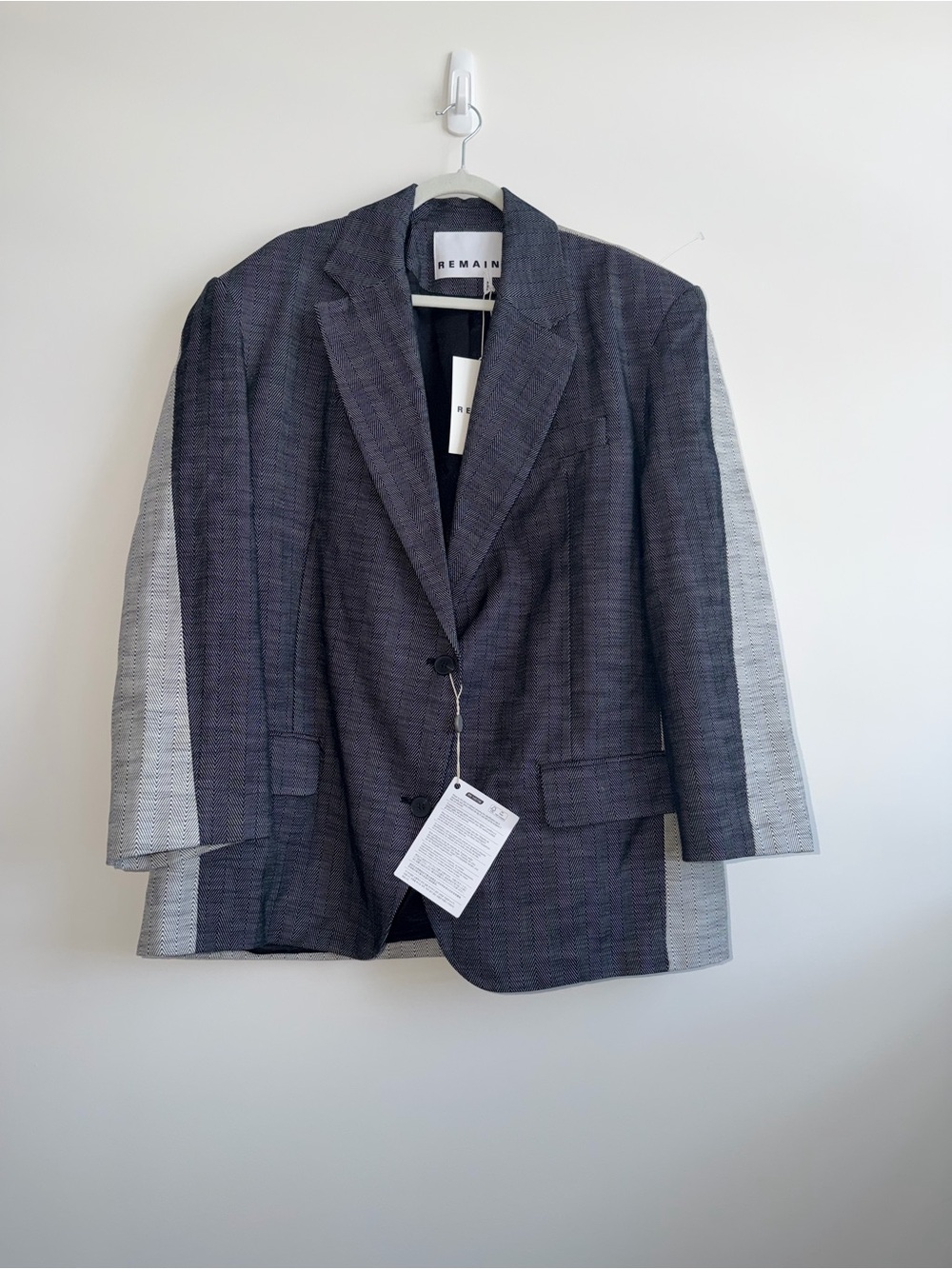 Remain Birger Christensen Oversized Two-Tone Herringbone Blazer power suit 4 - Picture 2 of 12